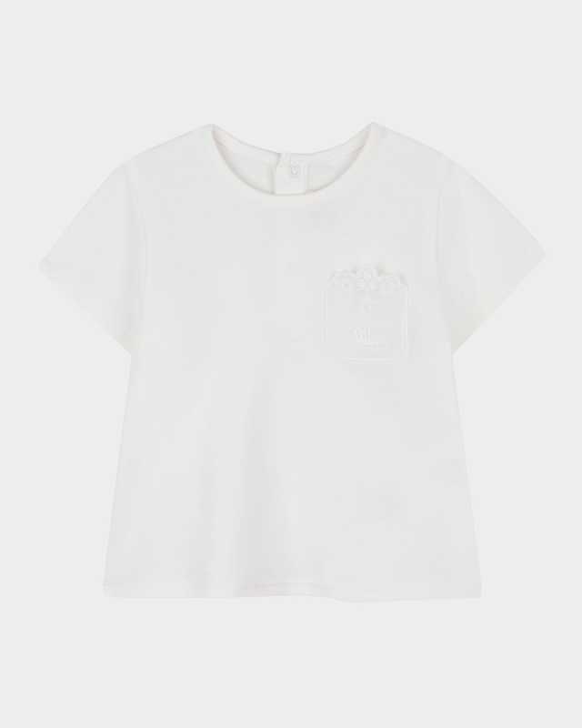 Girl's Floral Embroidered Logo T-Shirt, Size 6M-3